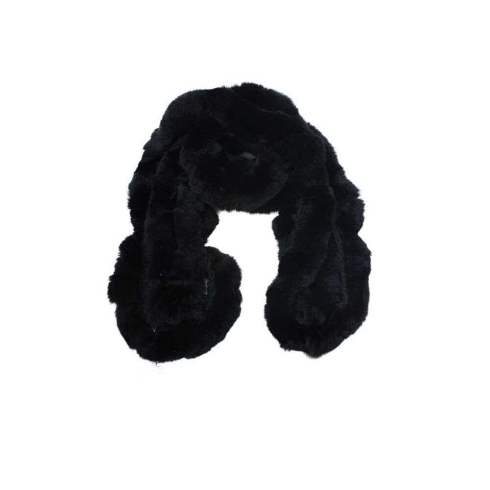Designer Women's Faux Fur Scarf Wrap Black Size 40" X 5"